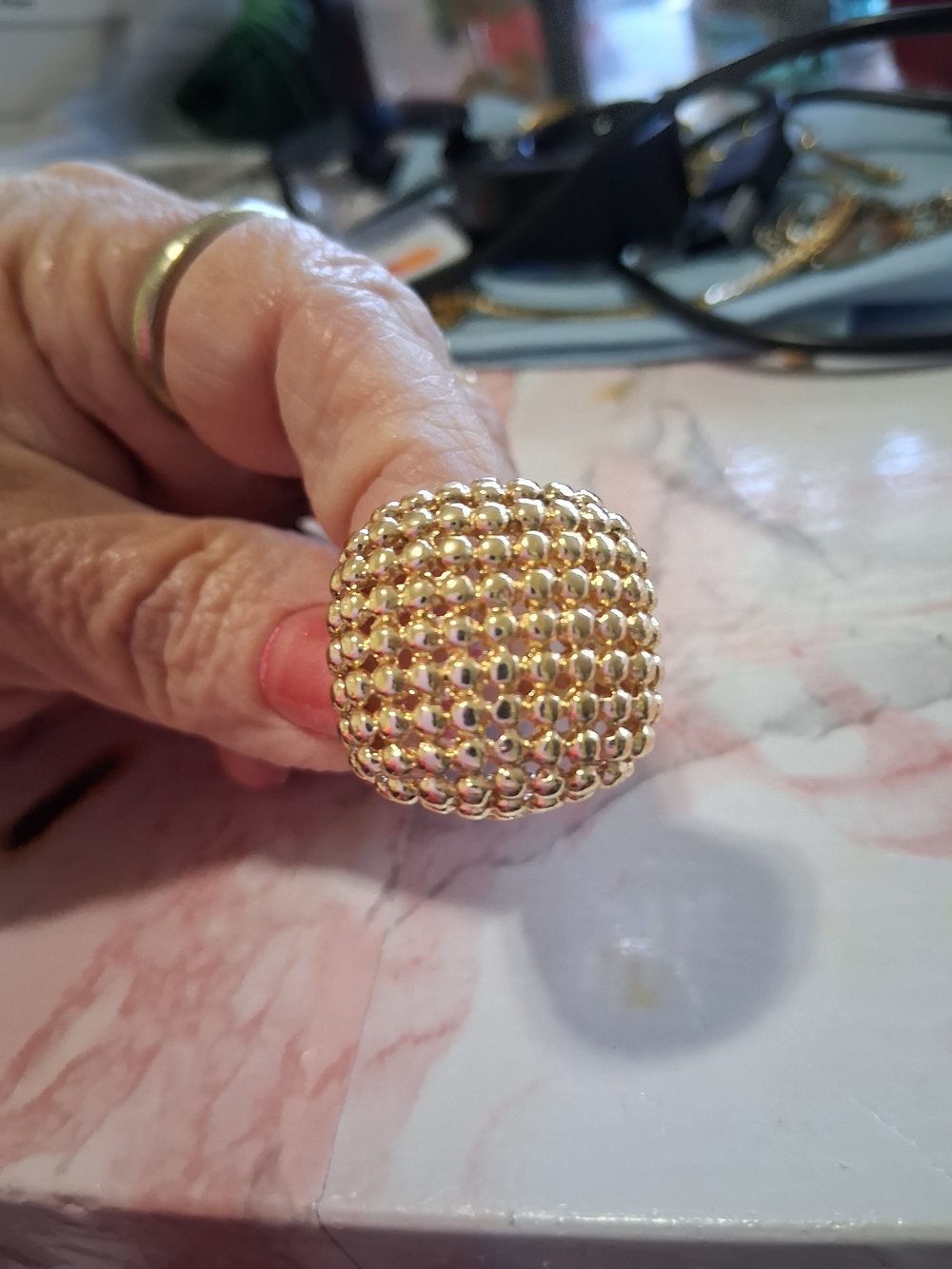 Source Unknown Gold Beaded Dome Ring - Women Jewelry